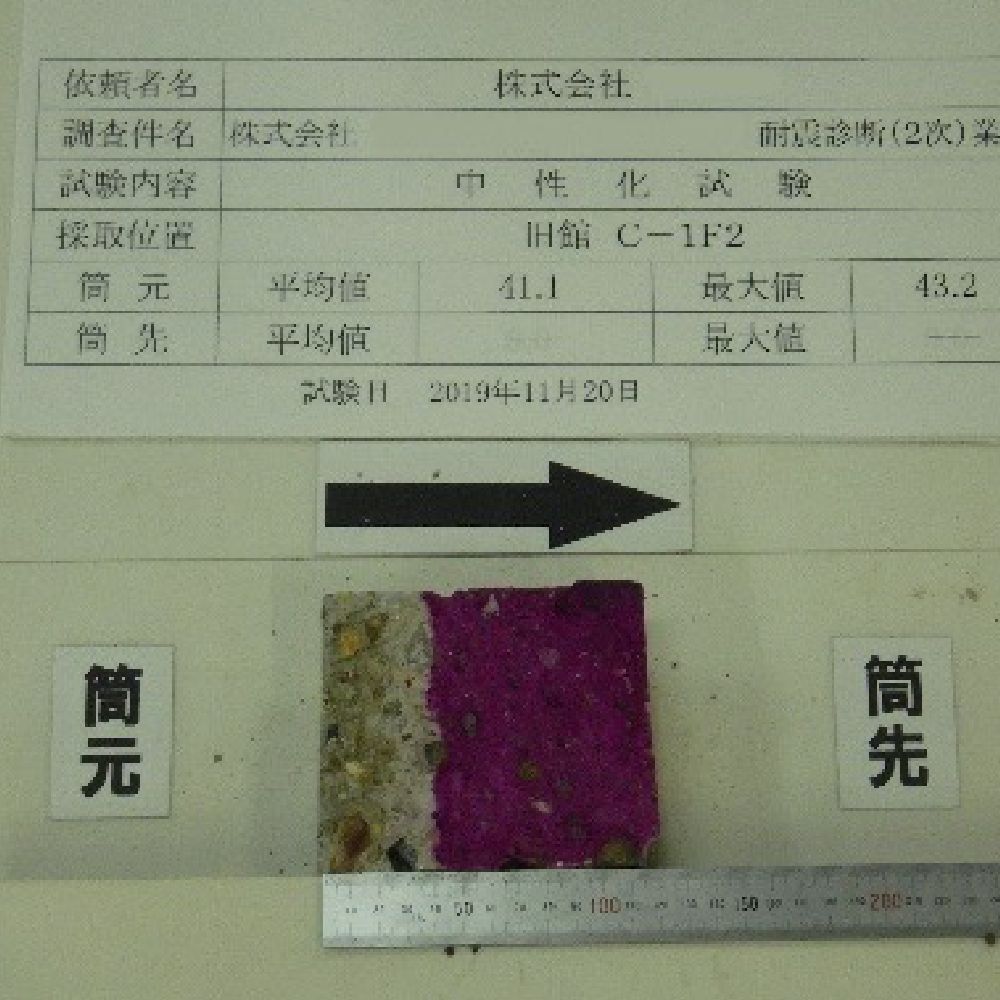 供試体の中性化試験