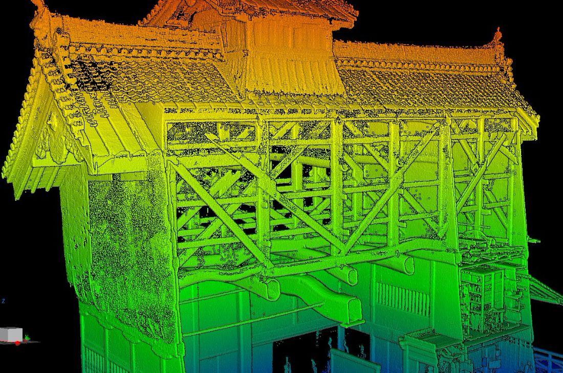 3Dスキャナーのデータを結合し、躯体を点群データにします。
